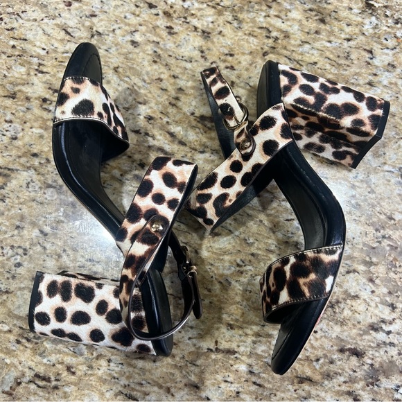 Joie Lakin Fur Slingback Block Heel Sandals In Snow Leopard 40 - Picture 3 of 10